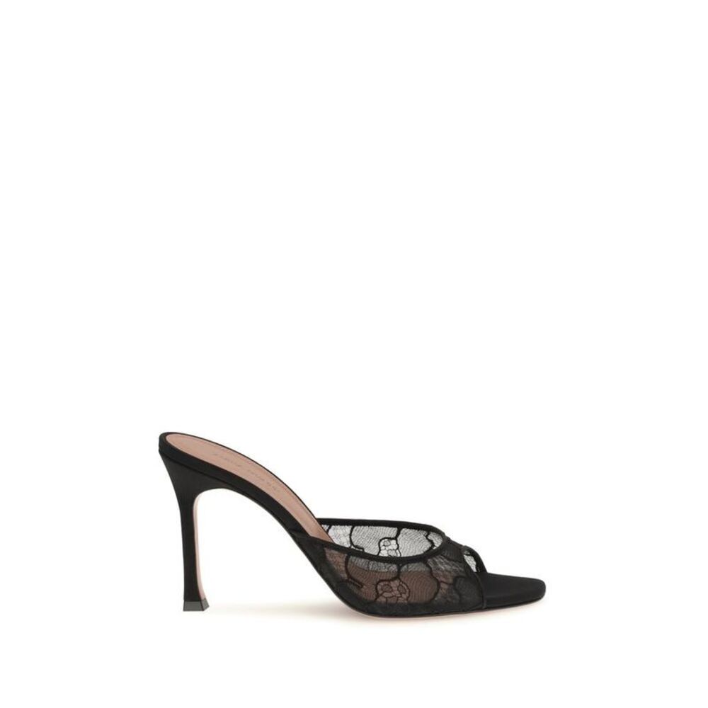 Amina Muaddi Black Fabric Women's Pumps